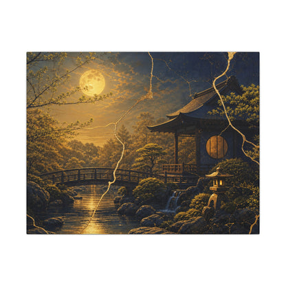 Spring Moonlit Garden Gold Vein Canvas Art | Resilient Decor