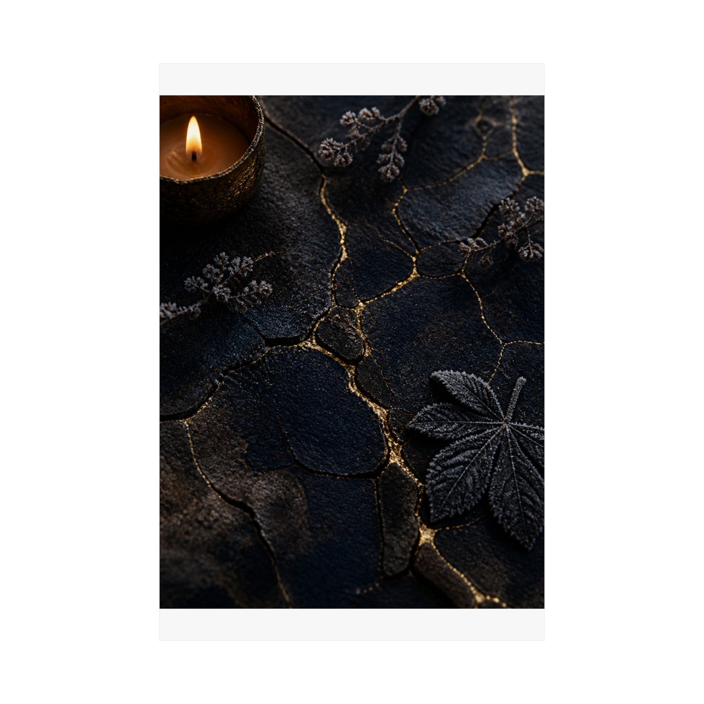 Luxurious Cracked Earth Wall Art Print - Moody Minimal Dark Japandi