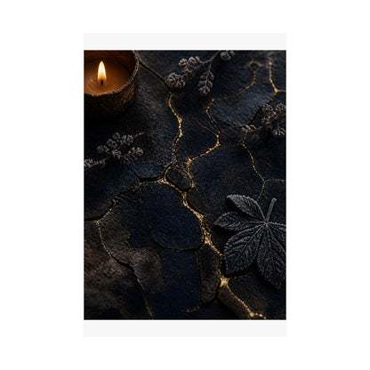 Luxurious Cracked Earth Wall Art Print - Moody Minimal Dark Japandi