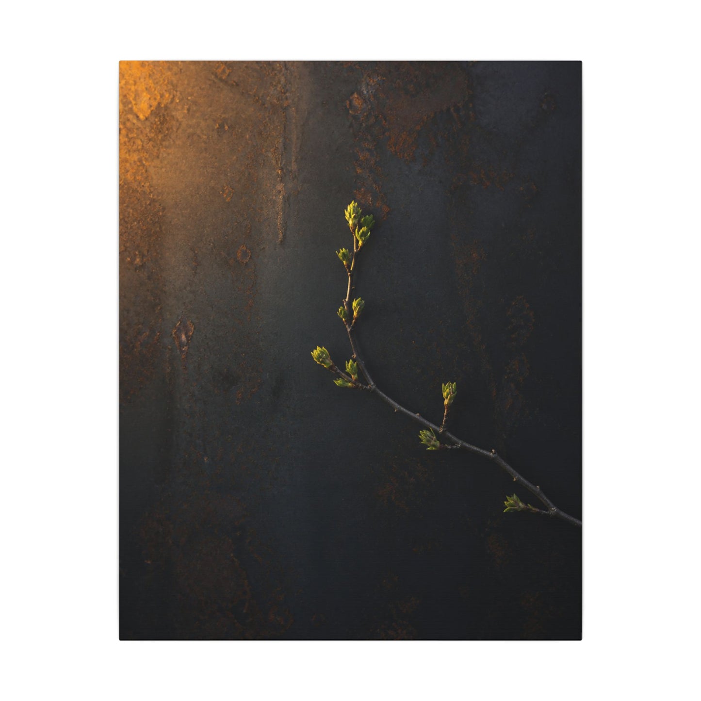 Dark Japandi Rust Patina in Golden Hour | Moody Minimal Canvas Art