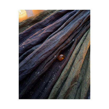 Dark Japandi Silk Drape in Candlelight | Shadow Zen Wall Art Print