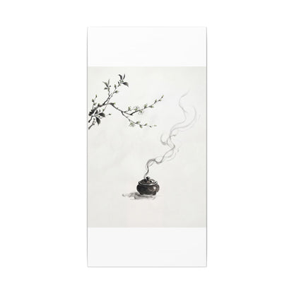 Calm Incense Smoke Canvas Art - Sumi E Zen