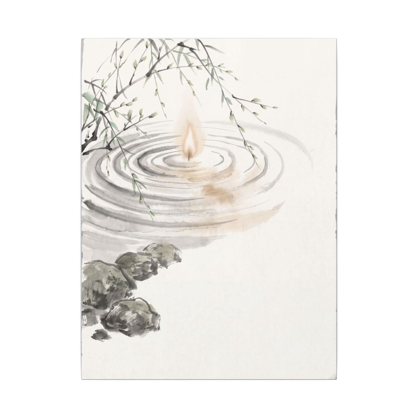 Water Ripple Sumi E Canvas Art | Tranquil Zen Art