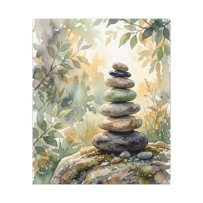Golden Hour River Stones Canvas Art - Japandi Mono No Aware