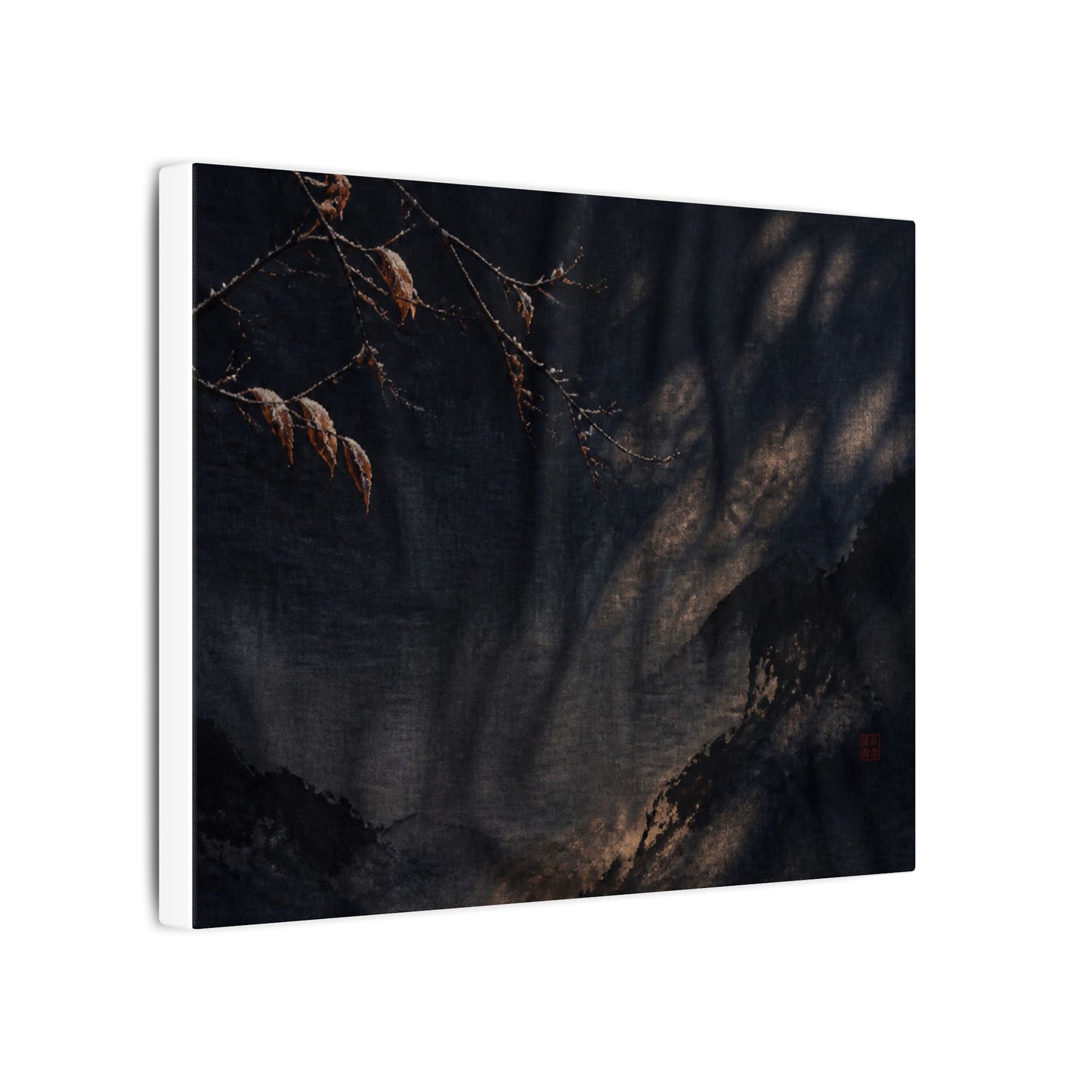 Atmospheric Silk Drape Canvas Art - Charcoal Ink Dark Japandi