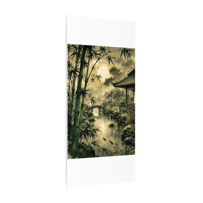 Moonlit Garden Sumi E Canvas Art | Calm Zen Art