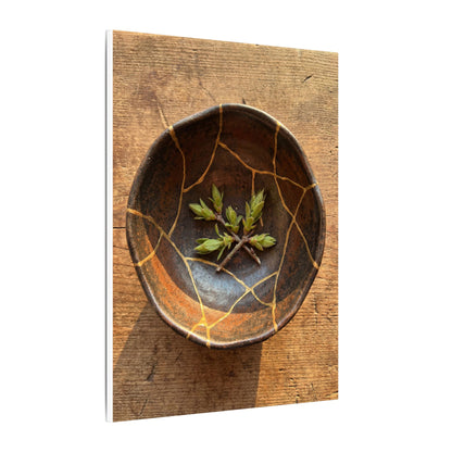 Ceramic Bowl Gold Repair Canvas Art | Resilient Kintsugi Art