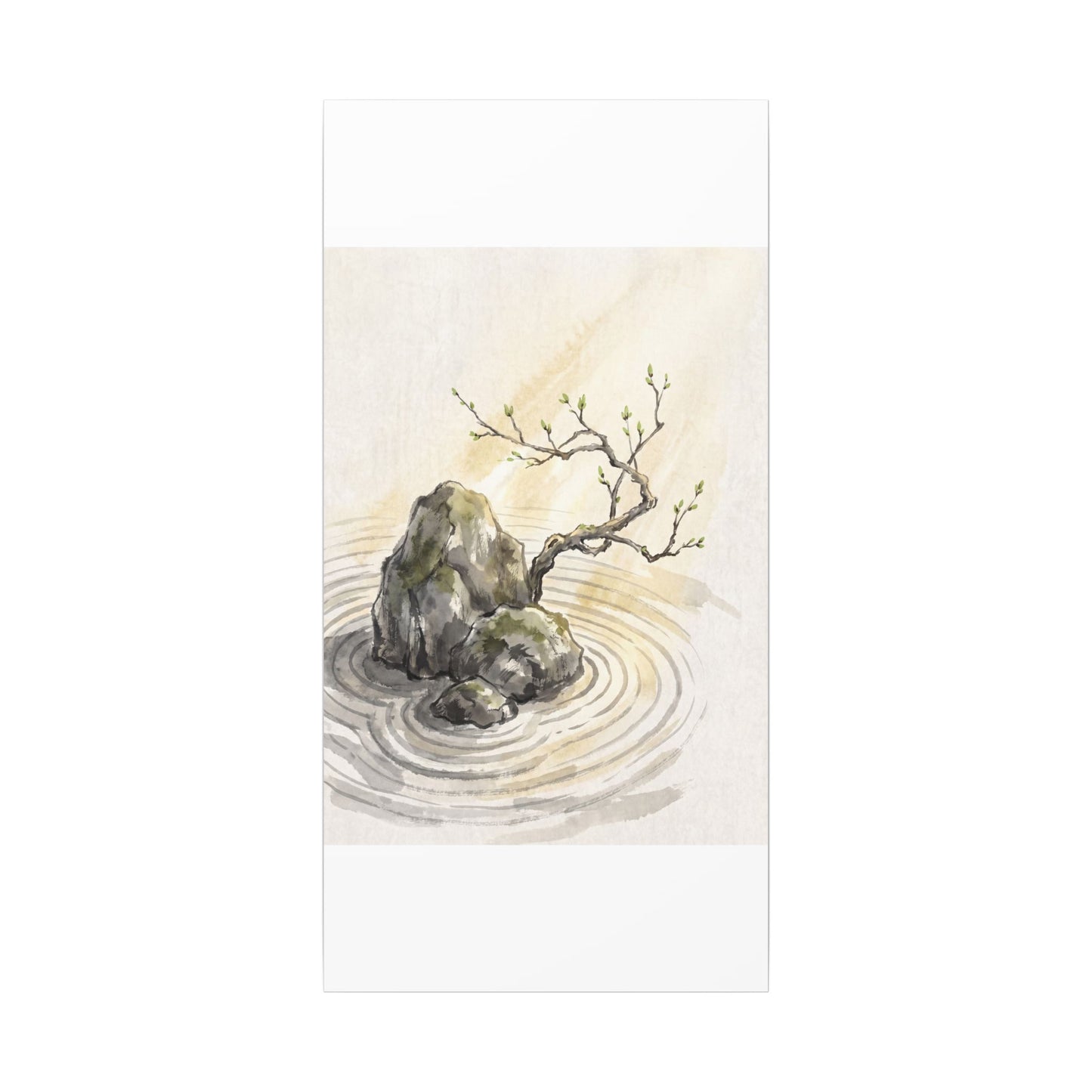 Serene Rock Garden Canvas Art - Sumi E Zen