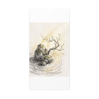 Serene Rock Garden Canvas Art - Sumi E Zen