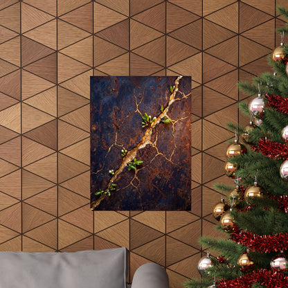 Shibui Rust Patina Wall Art Print - Kintsugi Gold Vein