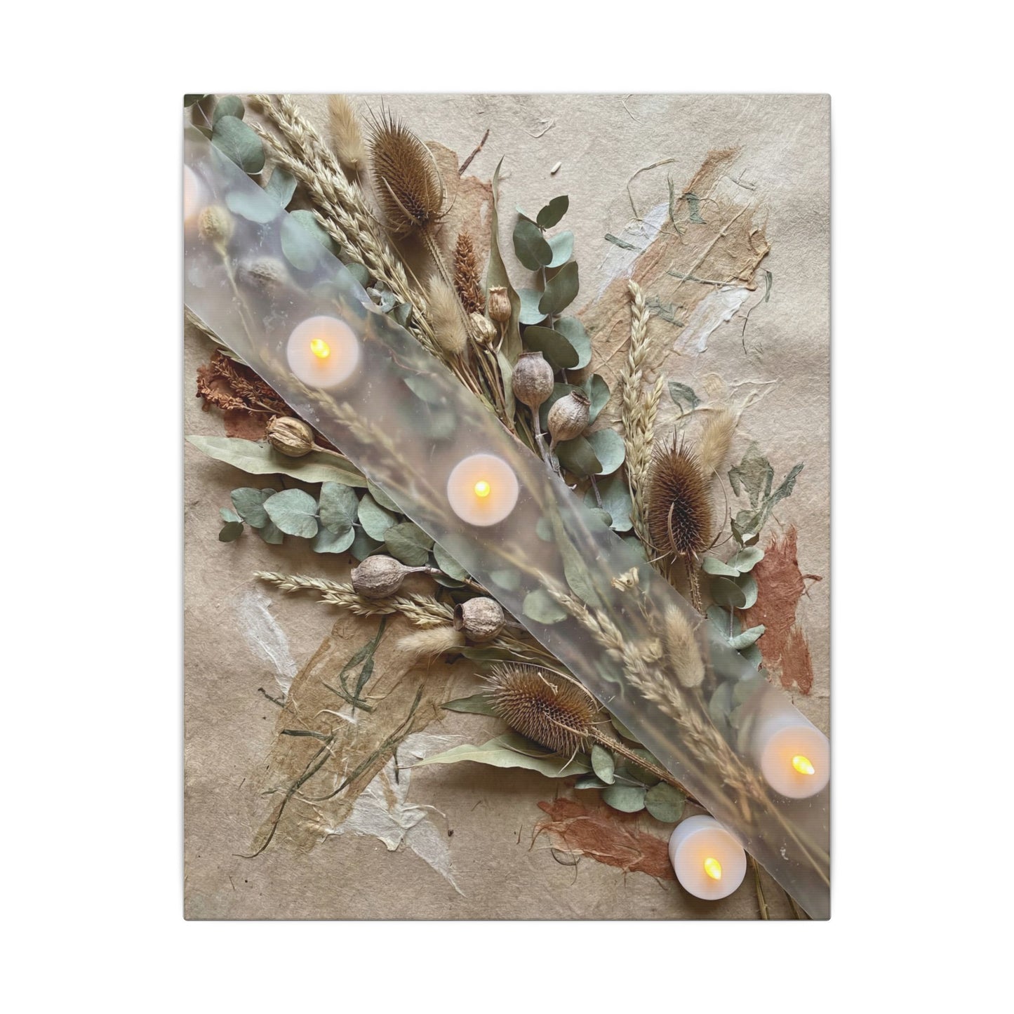 Candlelight Dried Flowers Canvas Art - Japandi Kanso
