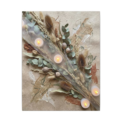 Candlelight Dried Flowers Canvas Art - Japandi Kanso