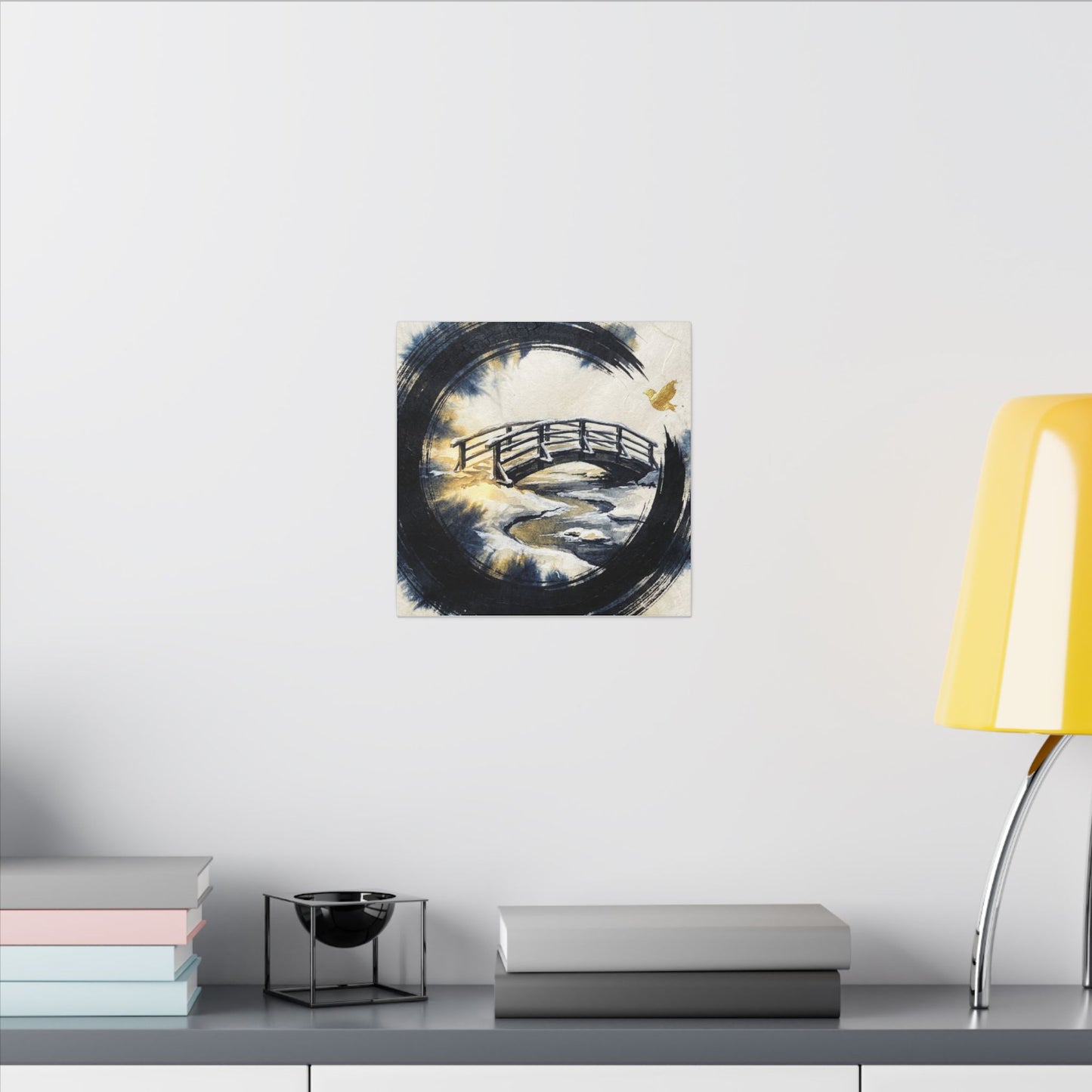 Autumn Ink Brushstroke Karesansui Canvas Art | Peaceful Decor
