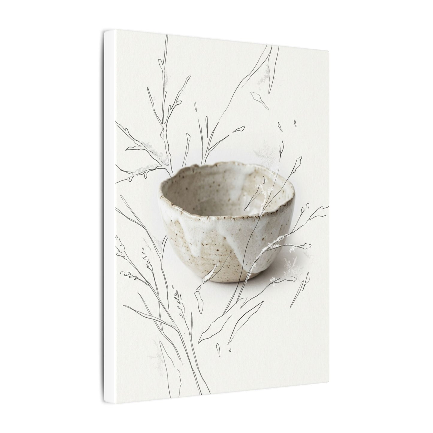 Neutral Ceramic Bowl Canvas Art - Minimal Line Japandi