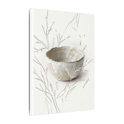 Neutral Ceramic Bowl Canvas Art - Minimal Line Japandi