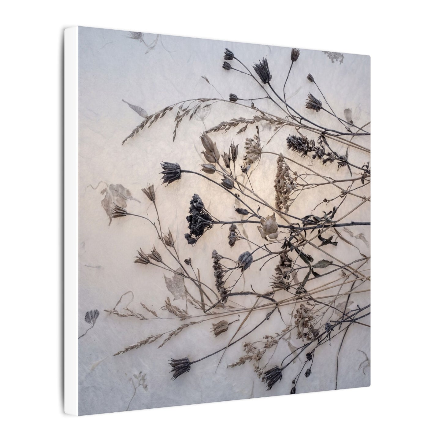 Elegant Dried Flowers Canvas Art - Japanese Pattern Japandi