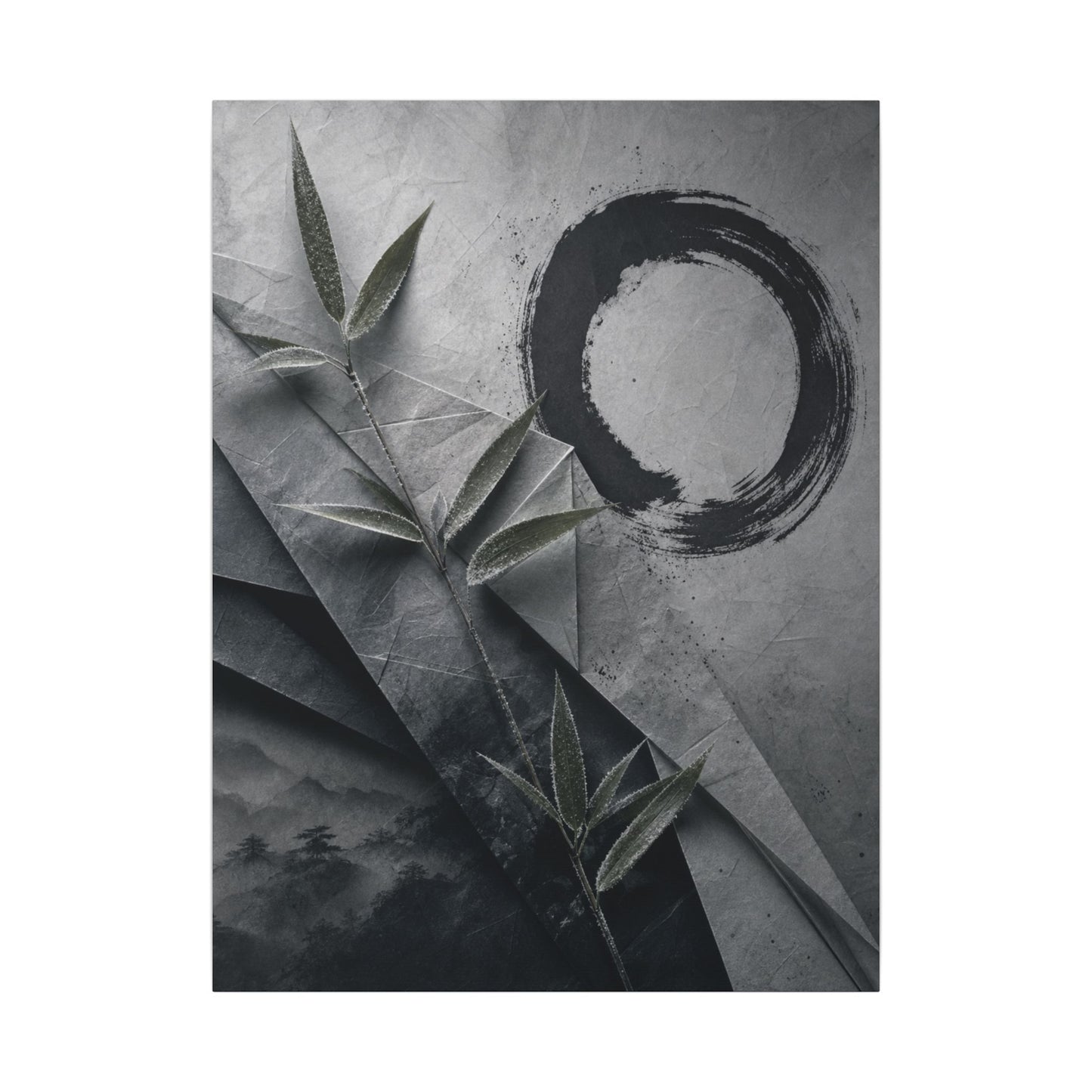Winter Paper Fold Enso Canvas Art | Serene Decor