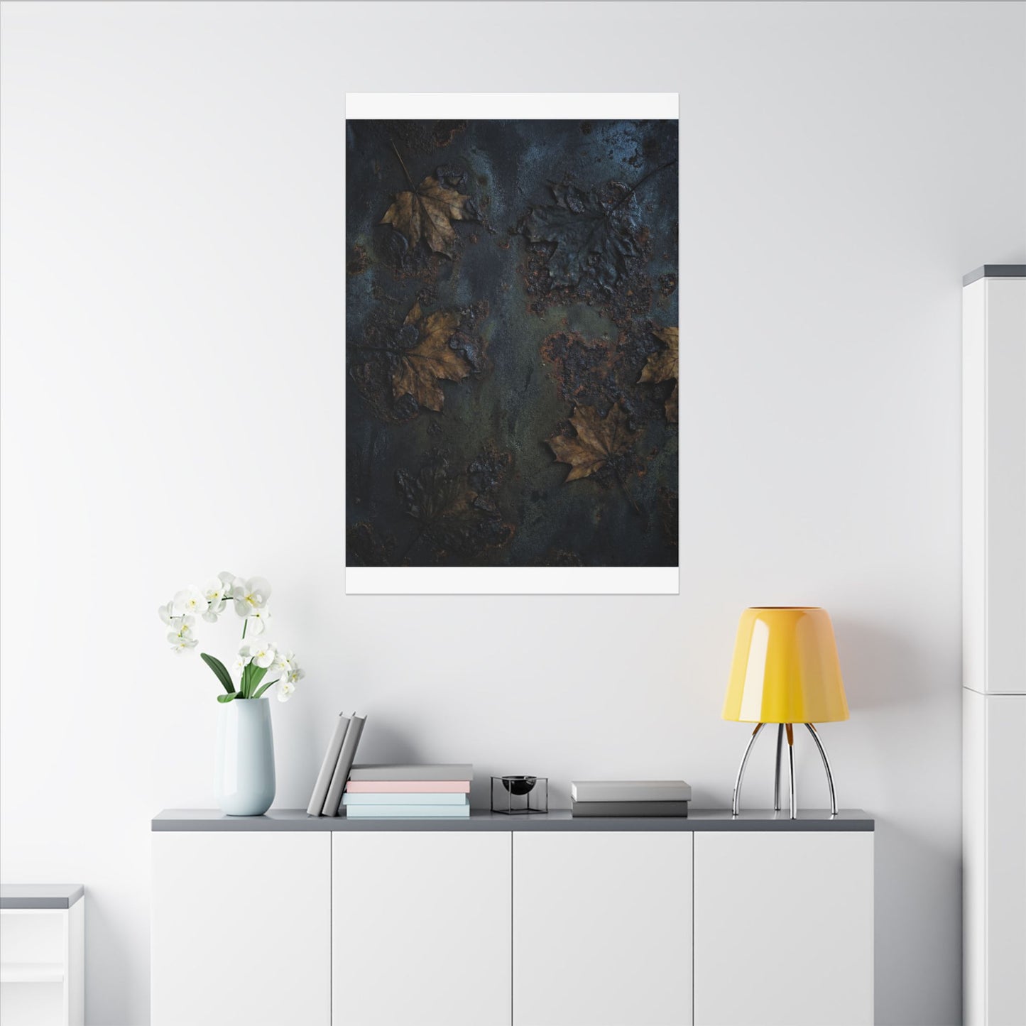 Shibui Rust Patina Canvas Art - Dark Japandi Charcoal Ink