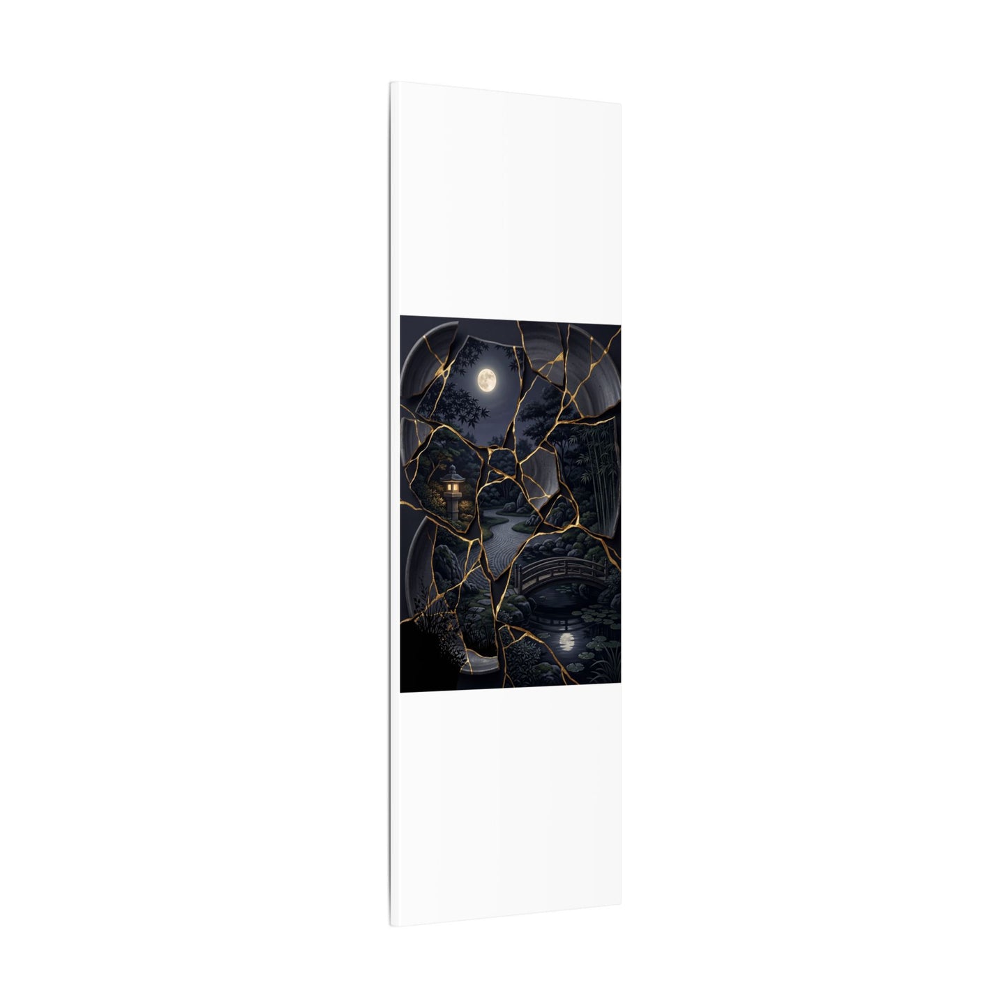 Kintsugi Moonlit Garden in Golden Hour | Gold Repair Canvas Art