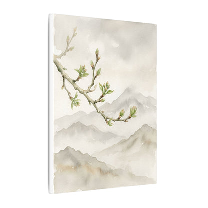 Spring Mountain Mist Watercolor Canvas Art | Cozy Decor