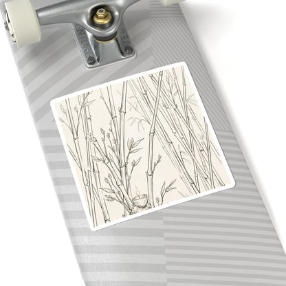 Japandi Bamboo Grove in Candlelight | Minimal Line Sticker