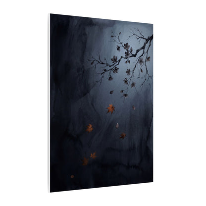 Autumn Cherry Blossom Charcoal Ink Canvas Art | Atmospheric Decor