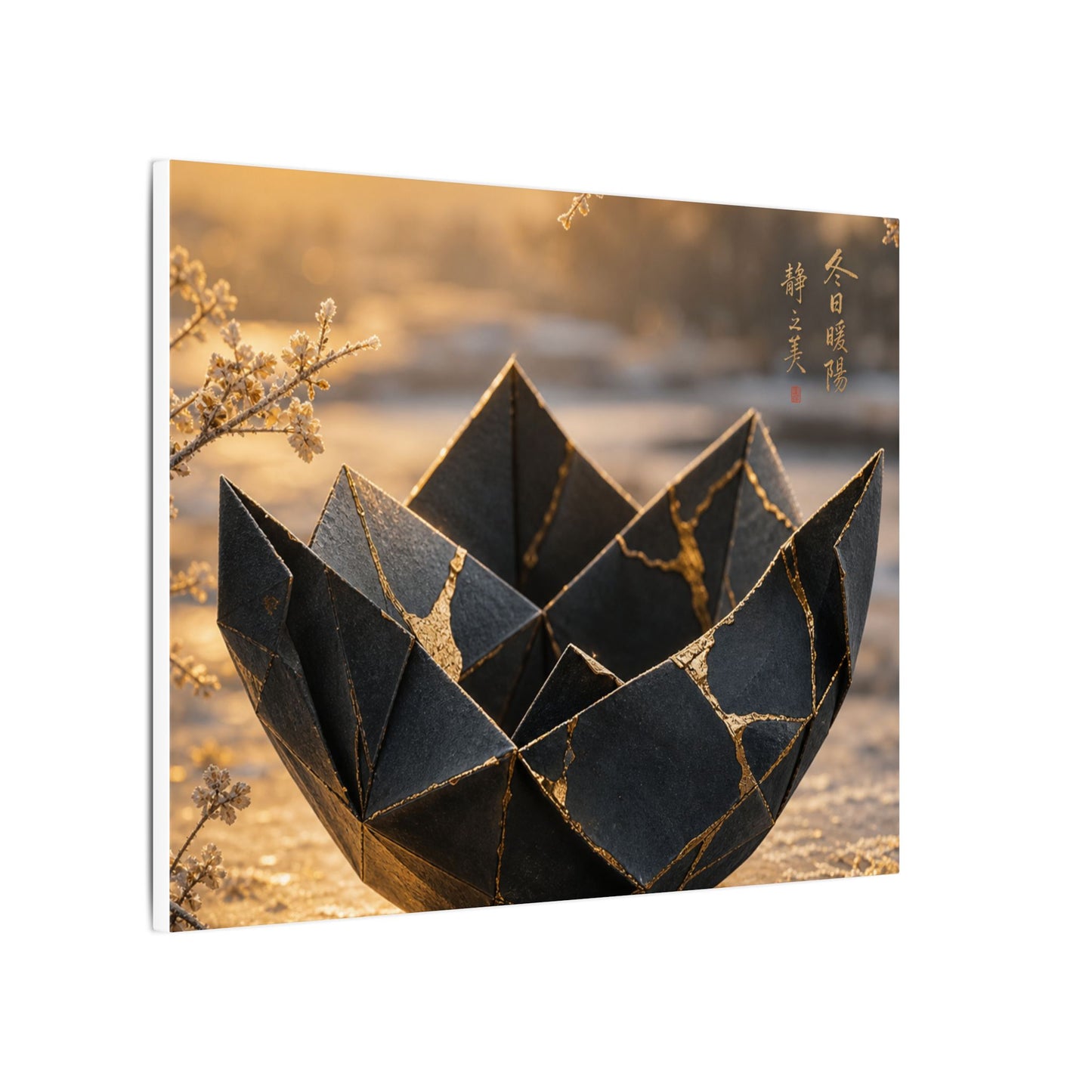 Kintsugi Paper Fold in Golden Hour | Gold Repair Canvas Art