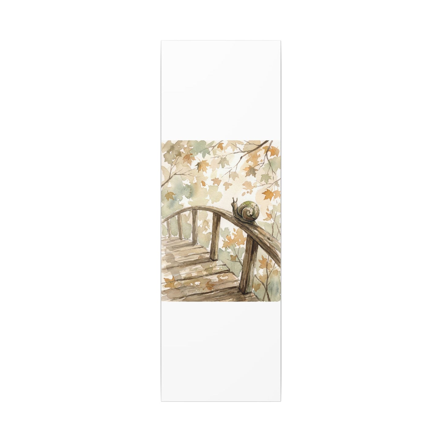 Wooden Bridge Canvas Art | Autumn Japandi Watercolor Art