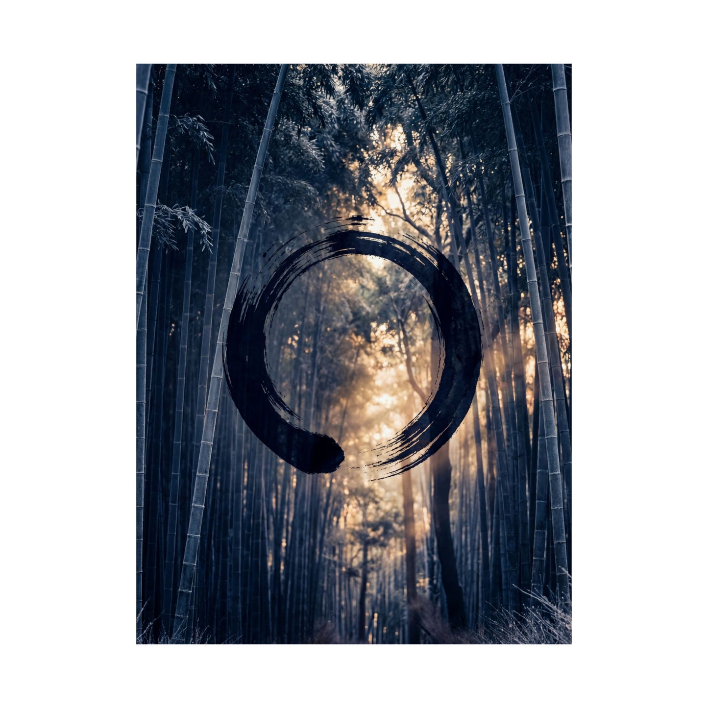 Golden Hour Bamboo Grove Wall Art Print - Zen Shibui