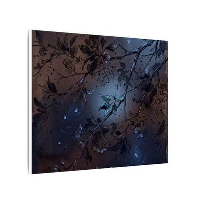 Bold Cherry Blossom Canvas Art - Charcoal Ink Dark Japandi