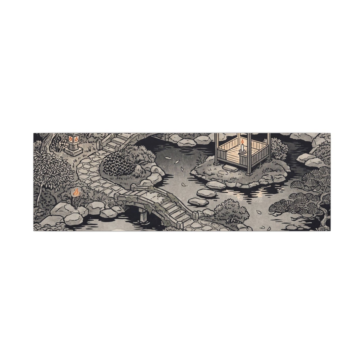 Moonlit Garden Ukiyo E Inspired Canvas Art | Serene Zen Art