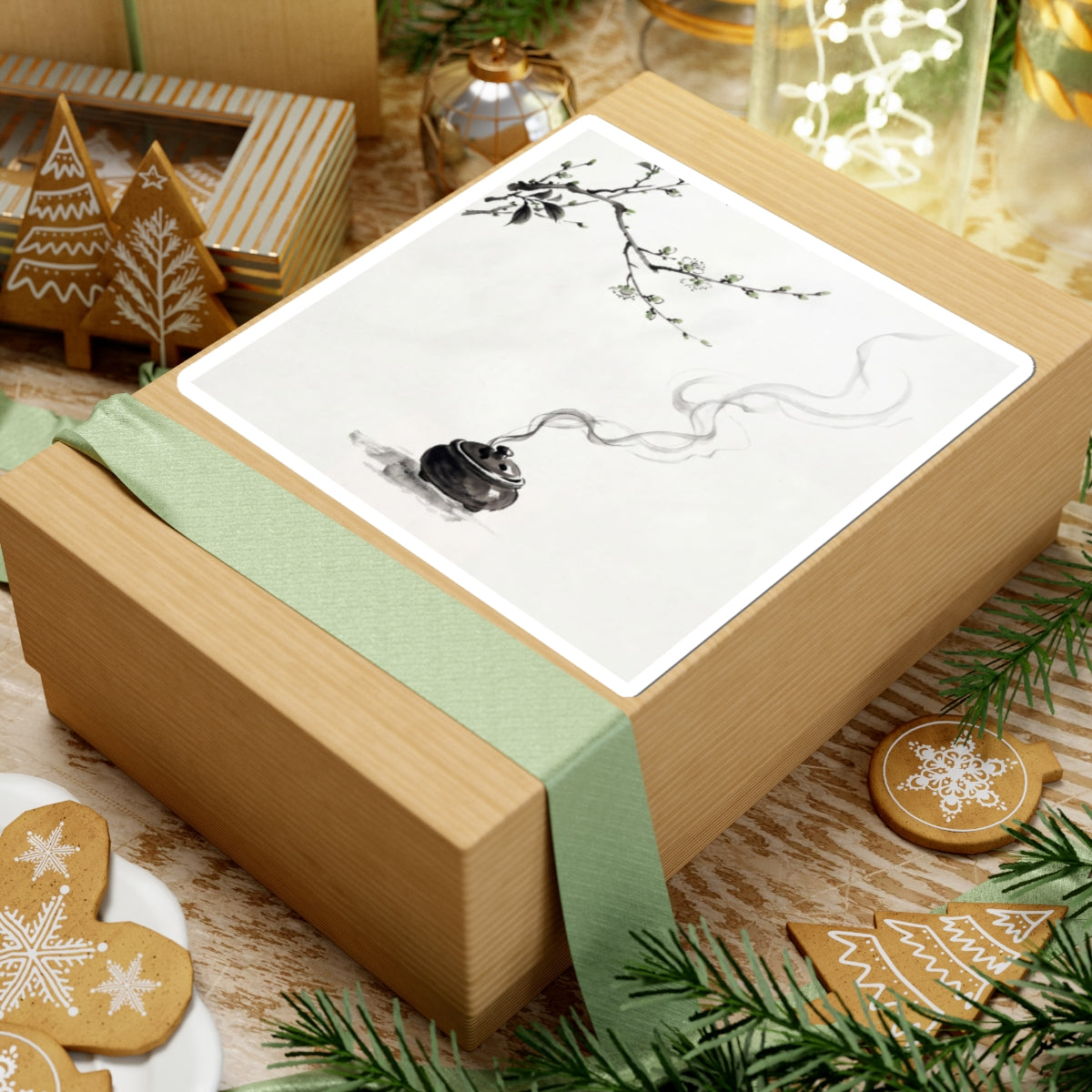 Ma Incense Smoke Sticker - Zen Sumi E
