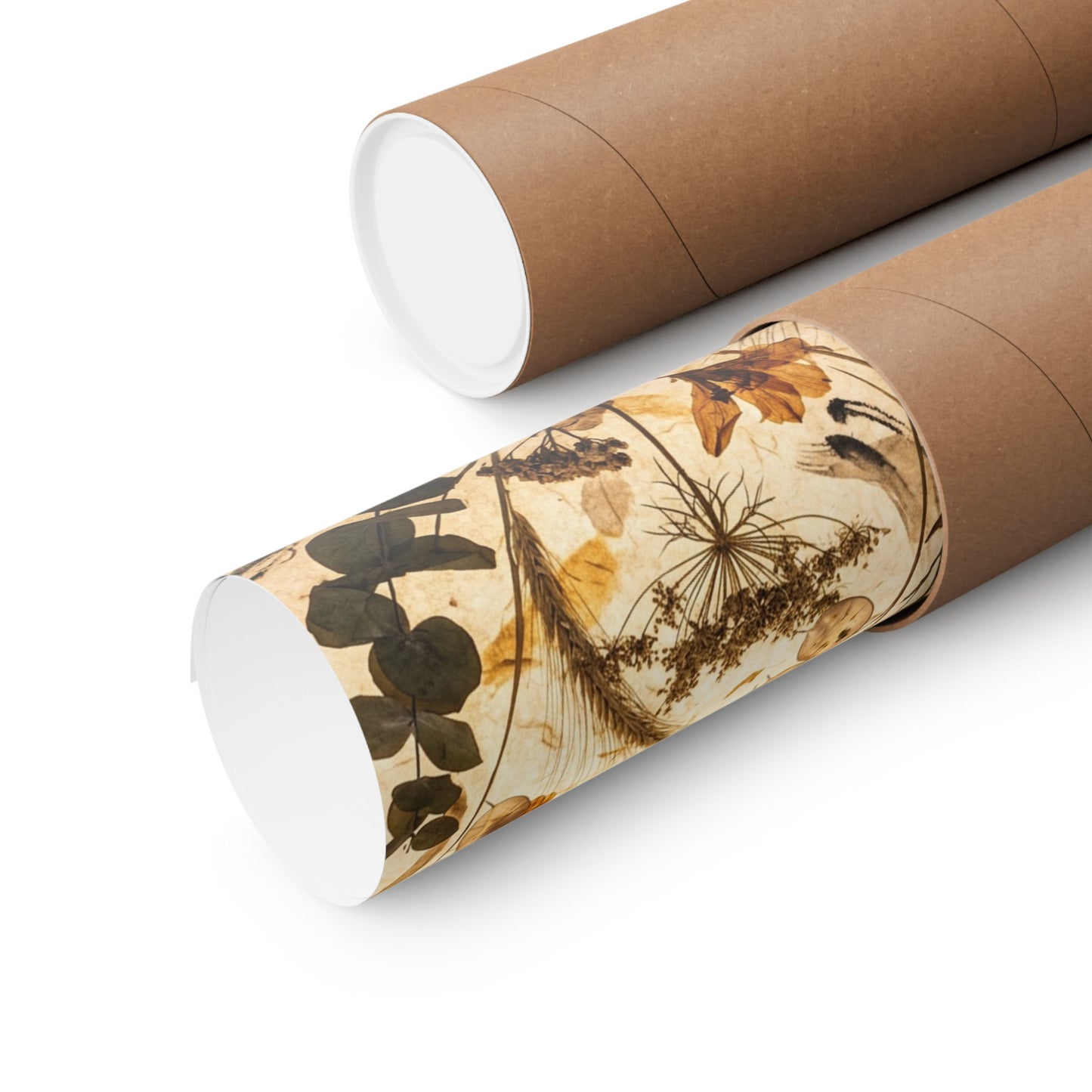 Dried Flowers Japanese Pattern Wall Art Print | Cozy Japandi Art