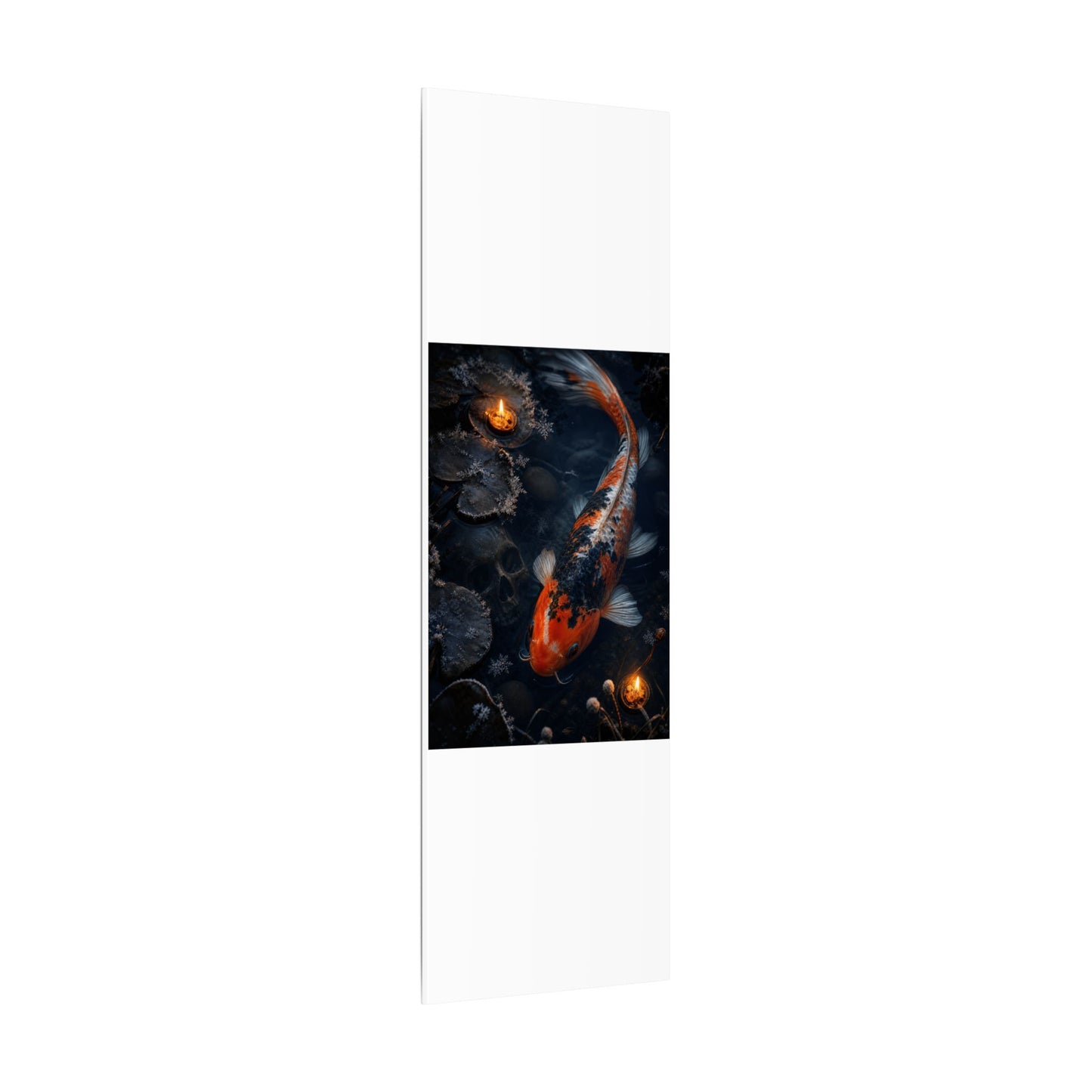 Koi Pond Canvas Art | Winter Dark Japandi Shadow Zen Art
