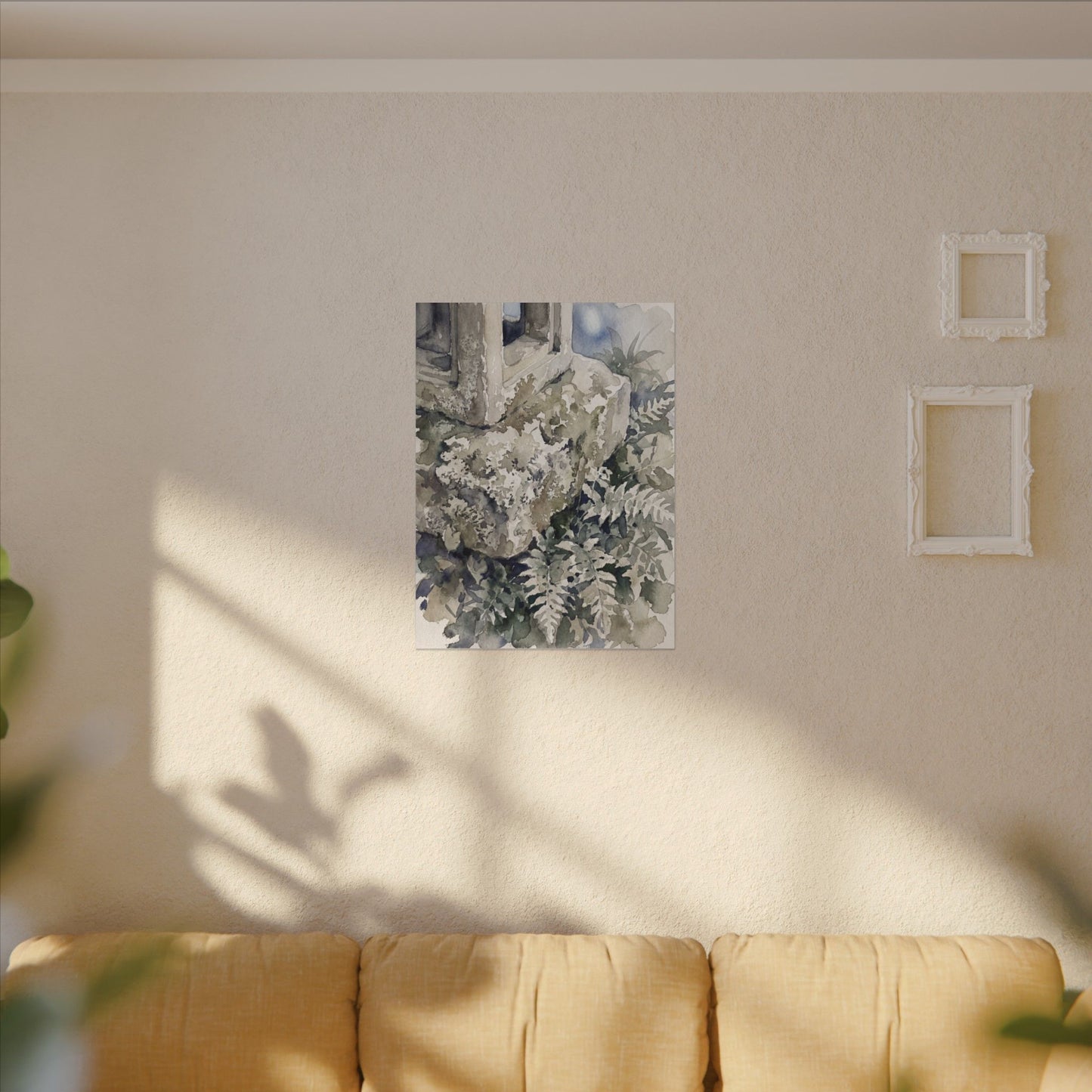 Stone Lantern Watercolor Canvas Art | Elegant Japandi Art