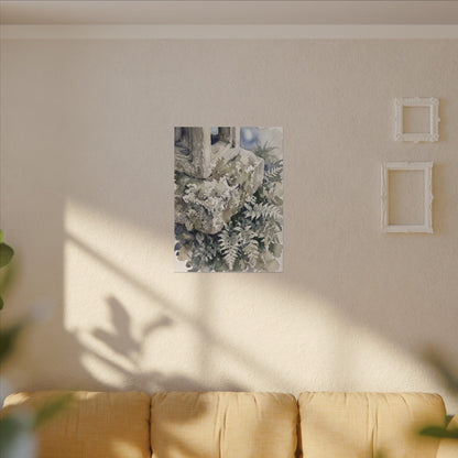 Stone Lantern Watercolor Canvas Art | Elegant Japandi Art