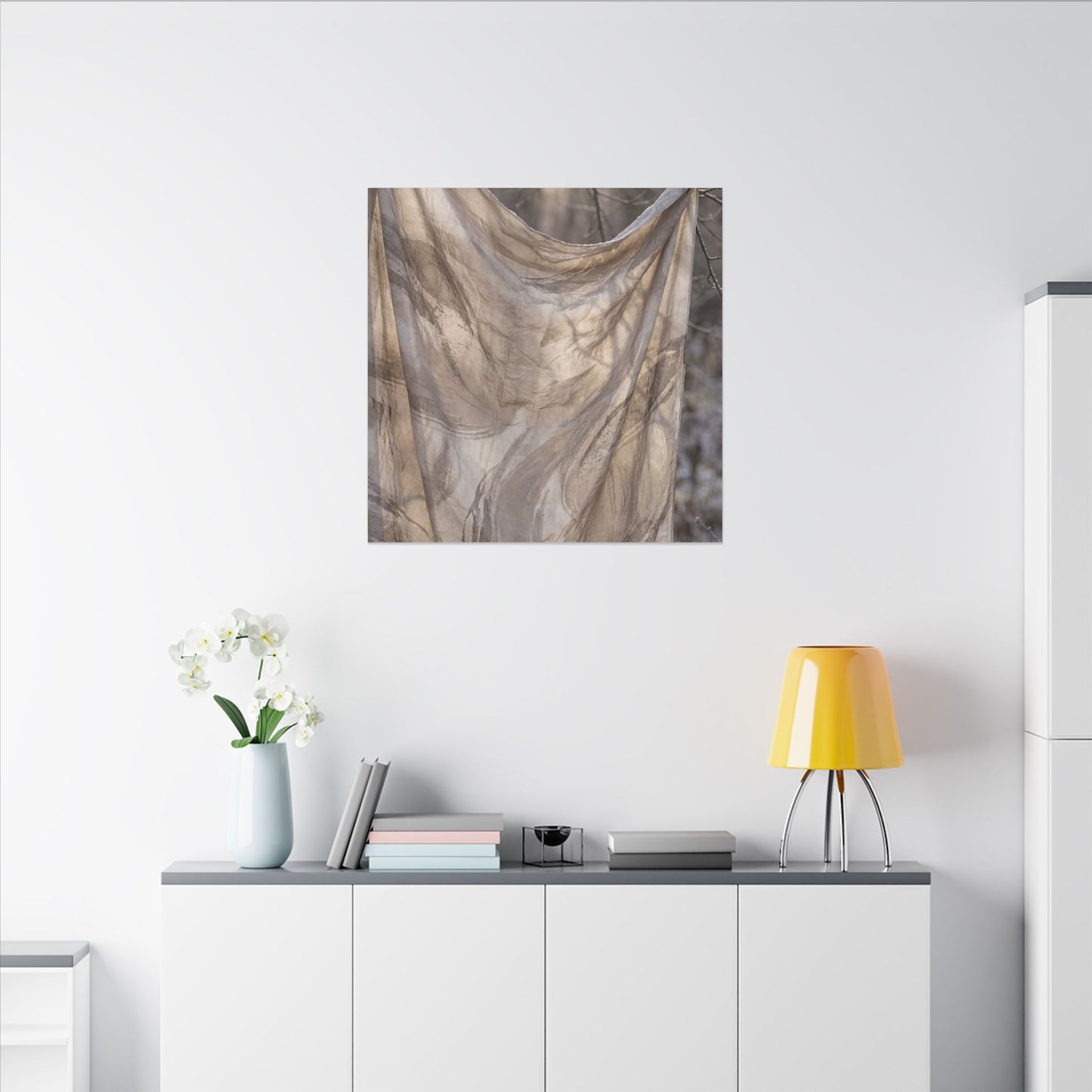 Ma Silk Drape Canvas Art - Japandi Japanese Pattern