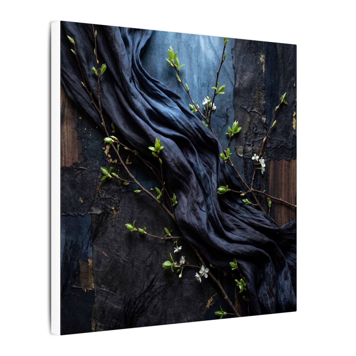 Spring Silk Drape Dark Texture Canvas Art | Atmospheric Decor