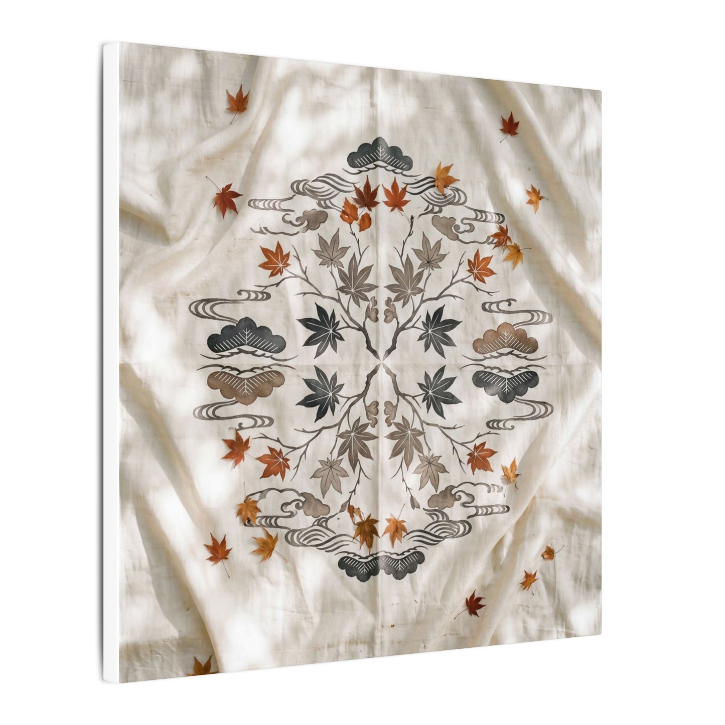 Elegant Silk Drape Canvas Art - Japanese Pattern Japandi