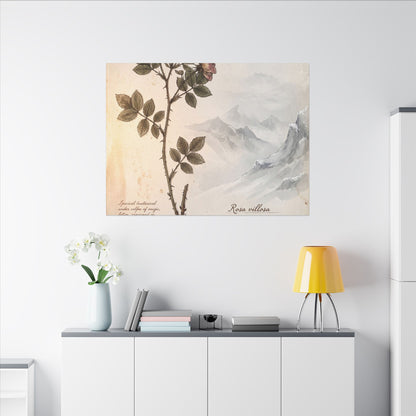 Winter Mountain Mist Herbarium Canvas Art | Earthy Decor
