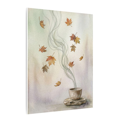 Incense Smoke Canvas Art | Autumn Japandi Watercolor Art