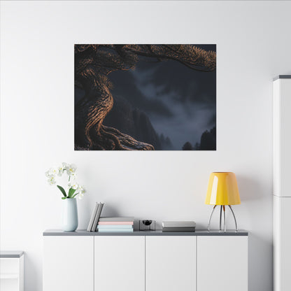 Bold Pine Tree Canvas Art - Shadow Zen Dark Japandi