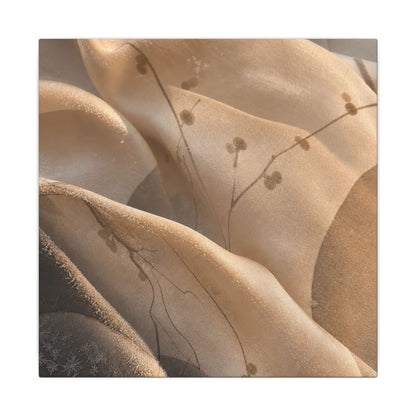 Japandi Silk Drape in Golden Hour | Japanese Pattern Canvas Art