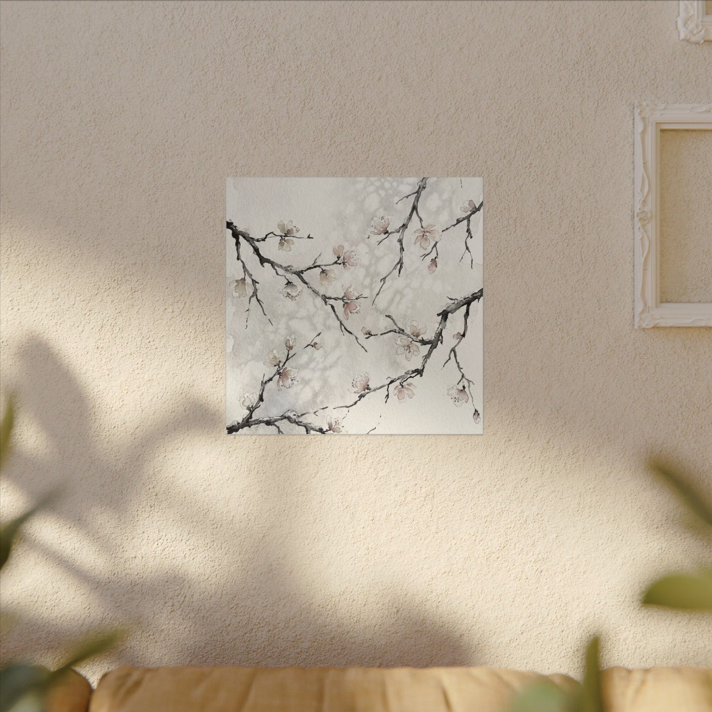Cherry Blossom Canvas Art | Winter Japandi Watercolor Art