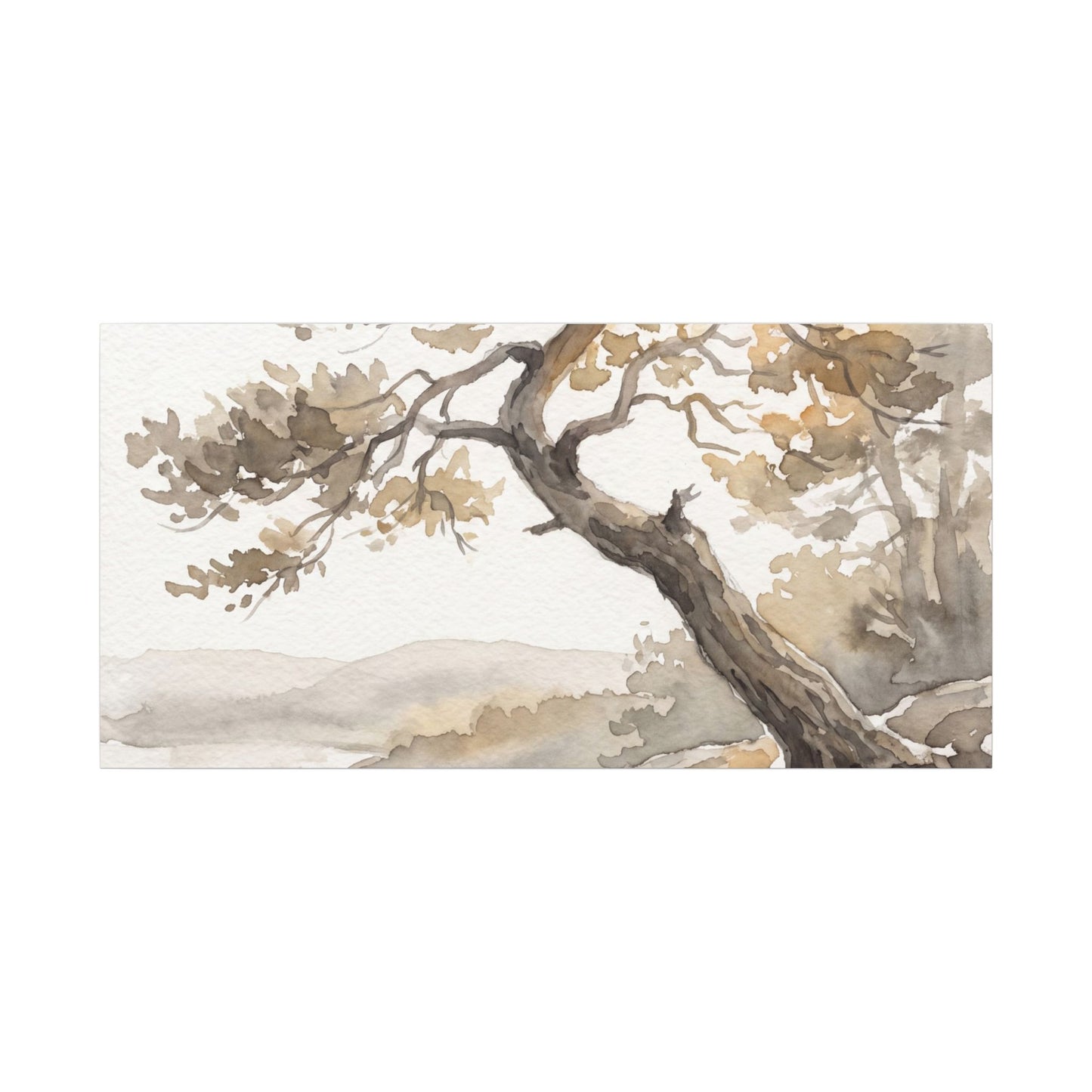 Pine Tree Watercolor Canvas Art | Elegant Japandi Art