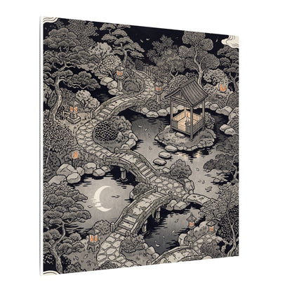 Moonlit Garden Ukiyo E Inspired Canvas Art | Serene Zen Art