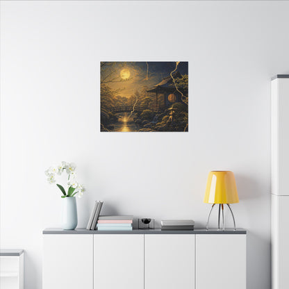 Spring Moonlit Garden Gold Vein Canvas Art | Resilient Decor