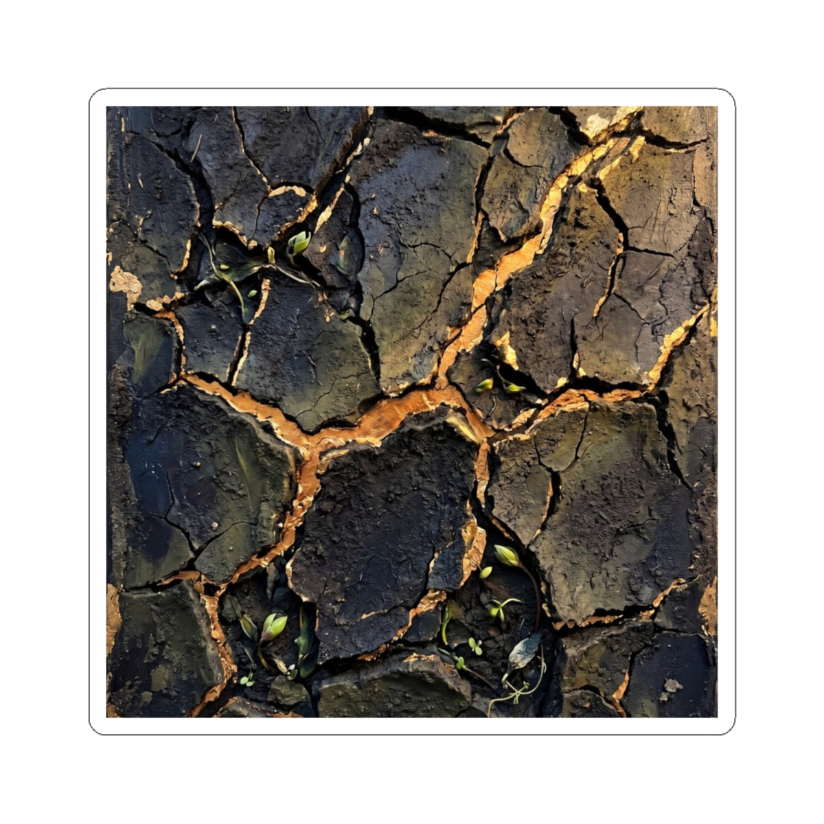 Cracked Earth Spring Sticker | Dark Japandi Bold Design