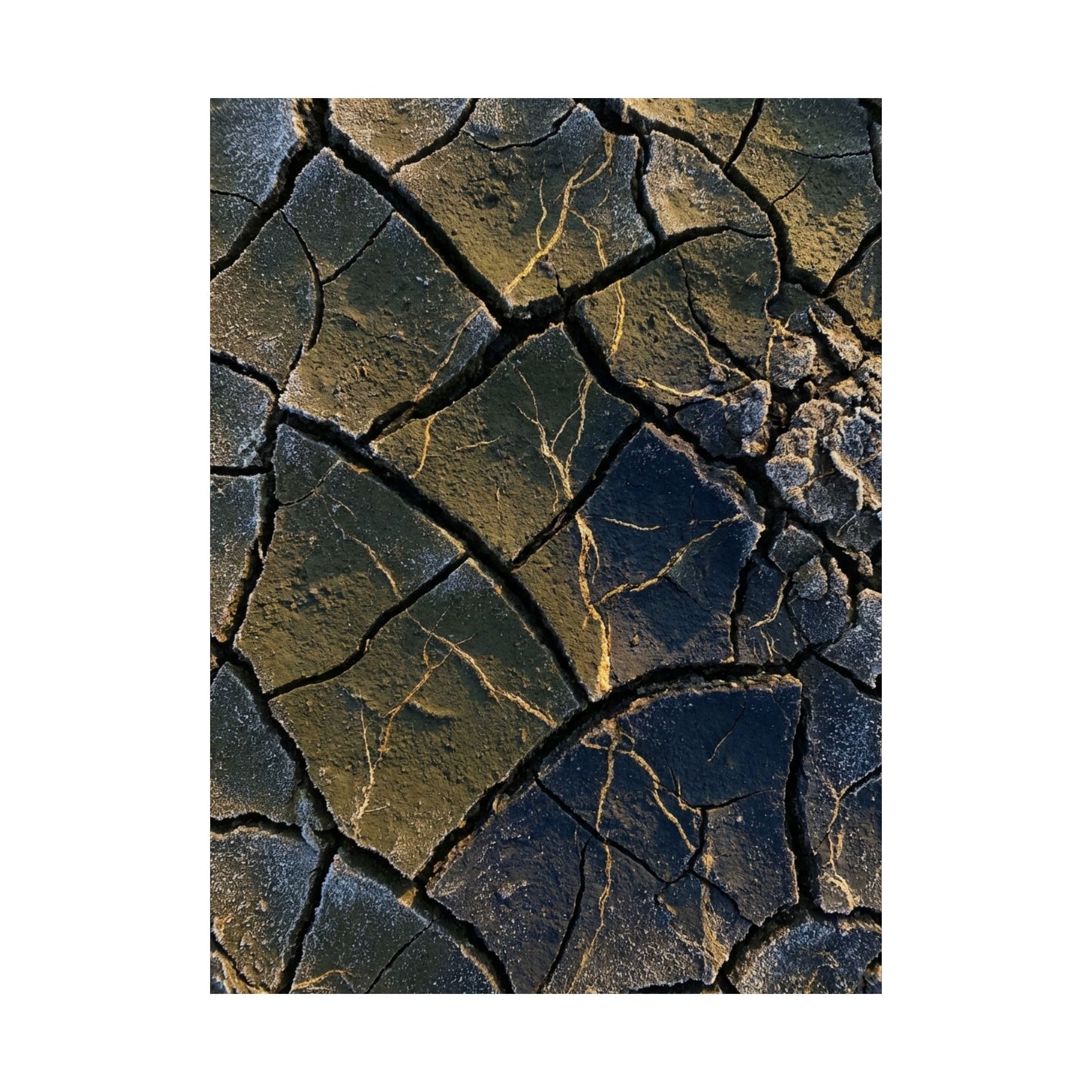 Kanso Cracked Earth Wall Art Print - Dark Japandi Moody Minimal