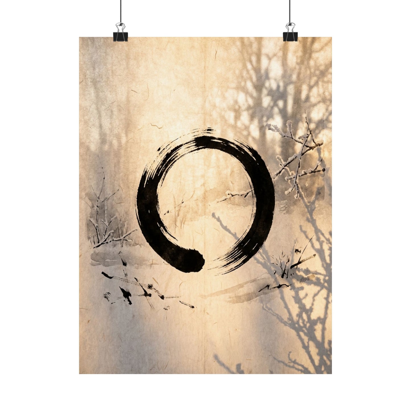 Shoji Screen Wall Art Print | Winter Zen Enso Art Art Print